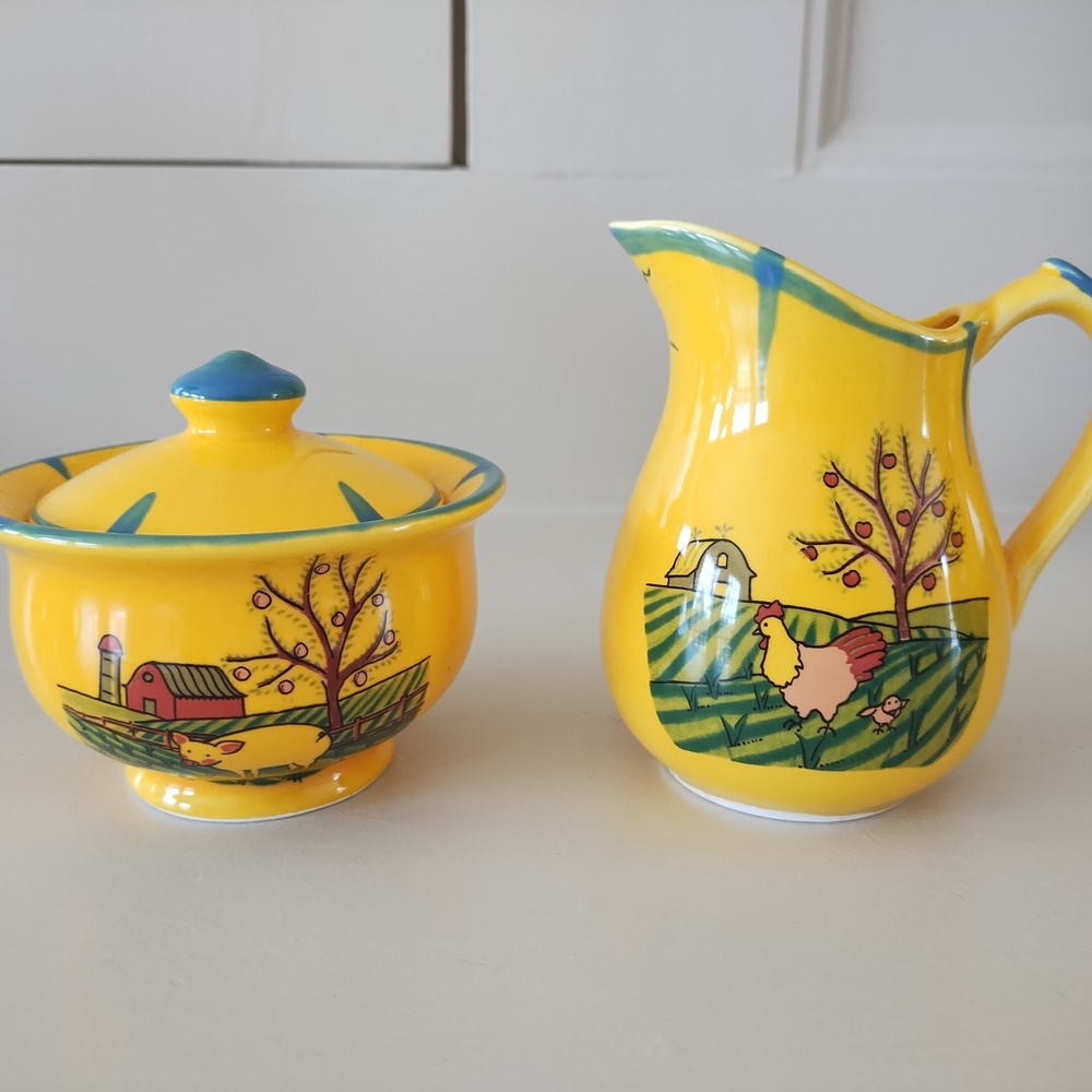 Country Morn™ by Shafford (1990) Creamer & Sugar Bowl ONLY In Mint Condition
